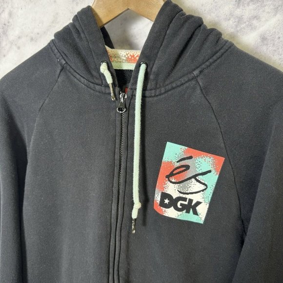 Es x DGK Skate Sweatshirt Mens Medium Black Full Zip Hoodie - Picture 3 of 10